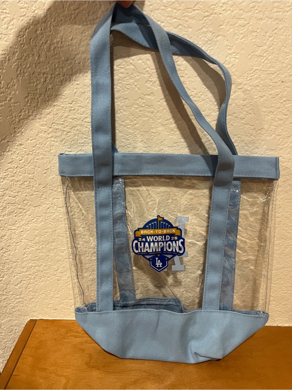 New, Never Used - Los Angeles Dodgers World Series Champions Clear Tote Bag